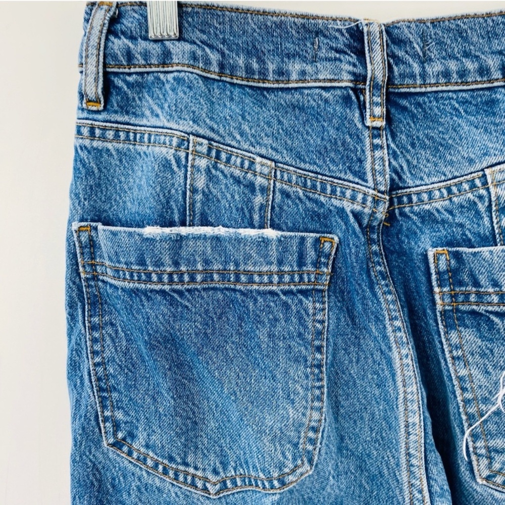 Free People Crvy High Rise Straight Leg Baggy Distressed Jeans Size 27 - Picture 6 of 7